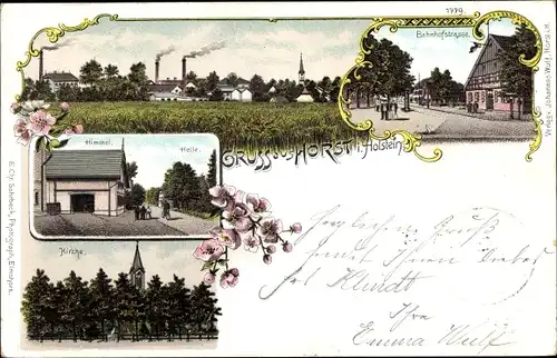 Litho Horst in Holstein, Bahnhofstraße, Himmel, Hölle, Kirche, Gesamtansicht