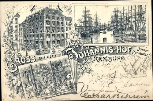 Litho Hamburg, Johannishof, Börsenrestaurant, Hafen