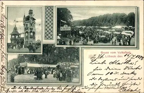 Ak Hansestadt Lübeck, Volksfest, Festplatz, Attraktionen, Aussichtsturm