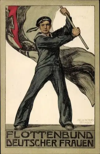 Künstler Ak Peters, Hela, Flottenbund Deutscher Frauen, Seemann, Kaiserreich
