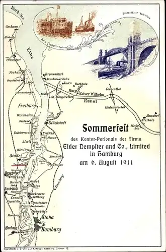 Landkarten Ak Hamburg, Sommerfest des Kontorpersonals der Firma Elder Dempster und Co. Ltd. 1911
