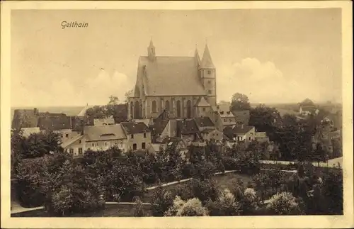 Ak Geithain in Sachsen, Blick auf den Ort, Kirche