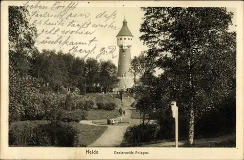 Ak Heide in Holstein, Österweide Anlagen, Wasserturm