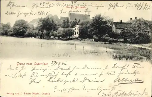 Ak Zarrentin am Schaalsee, Blick auf den Ort, Kirche