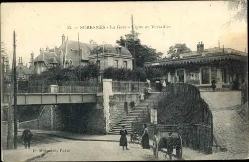 Ak Suresnes Hauts de Seine, La Gare, Ligne de Versailles