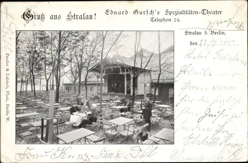 Ak Berlin Friedrichshain Stralau, Eduard Bursch's Spezialitäten-Theater, Gartenpartie