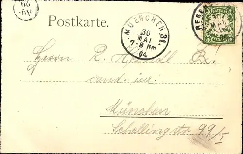 Studentika Litho Regensburg an der Donau Oberpfalz, Absolvia 1904 des Neuen Gymnasiums