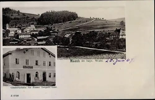 Ak Mauth in Bayern, Geschäftshaus Firma Leopold Graf, Totalansicht