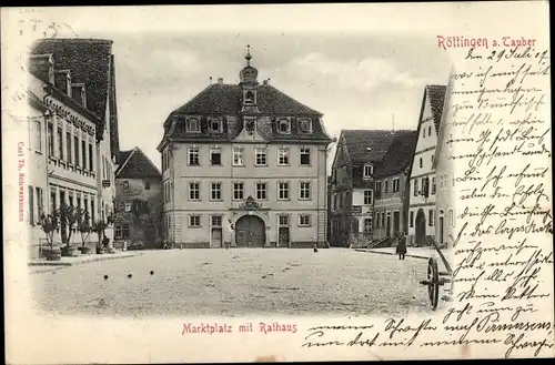 Ak Röttingen an der Tauber Unterfranken, Marktplatz, Rathaus