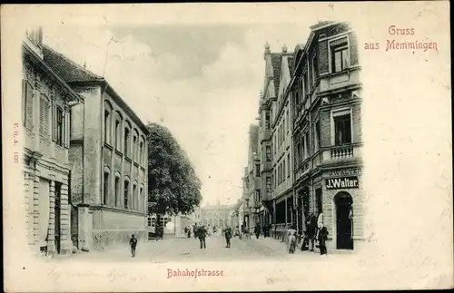 Ak Memmingen in Schwaben, Bahnhofstraße, Geschäft