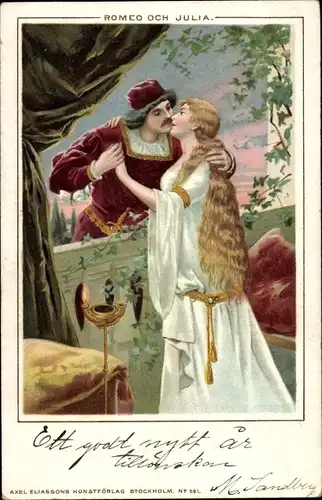 Litho Romeo und Julia, Liebespaar, Kuss