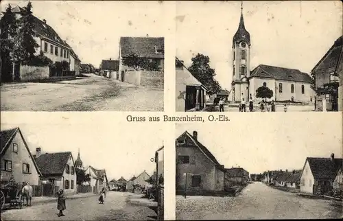 Ak Banzenheim Bantzenheim Elsass Haut Rhin, Kirche, Ortsansichten