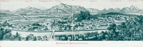 Klapp Ak Salzburg in Österreich, Totalansicht, Gebirgspanorama, Brauerei und Gasthof zur Hölle