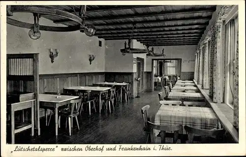 Ak Frankenhain in Thüringen, Lütschetalsperre, Gasthaus, Innenansicht