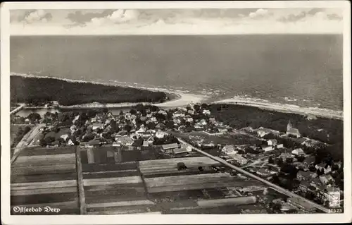Ak Mrzeżyno Ostseebad Deep Pommern, Panorama, Fliegeraufnahme