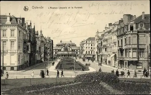 Ak Ostende Westflandern, L'Avenue Leopold et le Kursaal