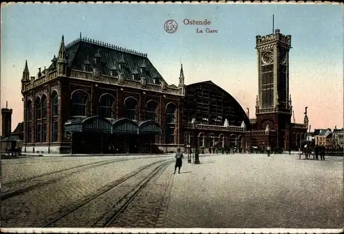 Ak Oostende Ostende Westflandern, La Gare