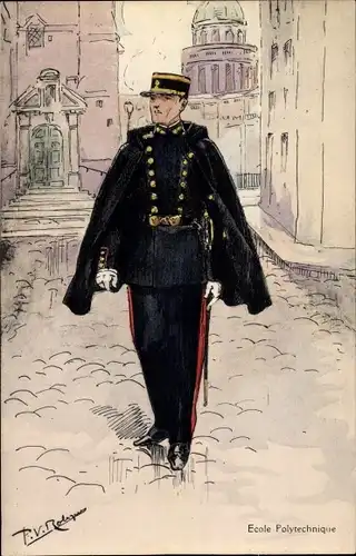 Künstler Ak Französischer Polizist in Uniform, Porträt