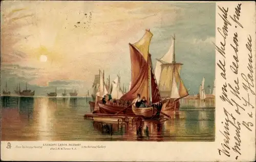 Künstler Ak Turner, Stangate Creek, Segelboote auf dem Wasser