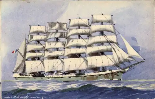 Künstler Ak Haffner, L., Cinq Mats Barque La France, Fünfmaster Segelschiff