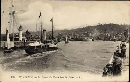 Ak Honfleur-Calvados, Le Bateau du Havre in den Piers