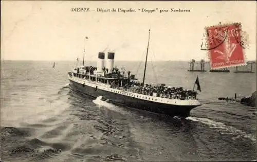 Ak Dieppe Seine-Maritime, Abfahrt des Dieppe Liners nach Newhaven