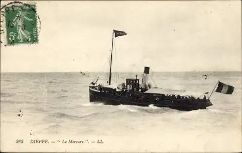 Ak Dieppe Seine Maritime, Dampfer Mercure, Fährschiff