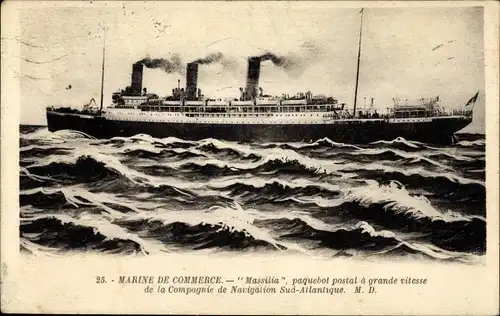 Ak Dampfer Massilia, Compagnie de Navigation Sud-Atlantique
