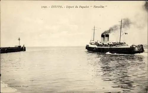 Ak Dieppe Seine Maritime, Dampfer Versailles, Southern Railway, Fährschiff