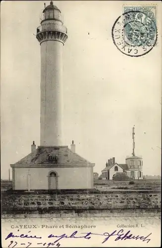 Ak Cayeux sur Mer Somme, Leuchtturm und Semaphor