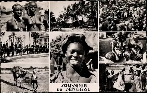 Ak Dakar Senegal, Junge Mädchen, Fischmarkt, Die Rote Garde, Am Dorfbrunnen