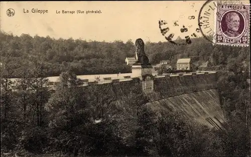 Ak Jalhay Wallonien Lüttich, Barrage de Gileppe, Vue generale, Staumauer