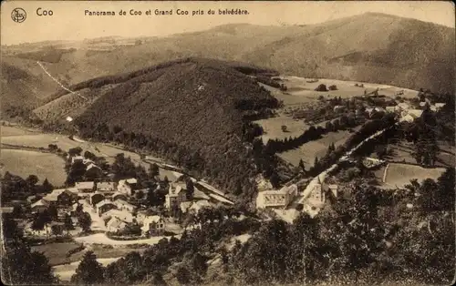 Ak Coo Stavelot Wallonien Lüttich, Panorama, Grand Coo pris du belvedere