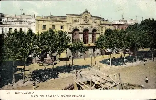 Ak Barcelona Katalonien Spanien, Plaza del Teatro, Teatro Principal