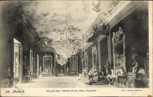 Ak Madrid Spanien, Königlicher Palast, Thronsaal