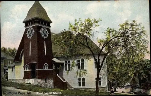 Ak Rumford Falls Maine USA Erste Baptistenkirche