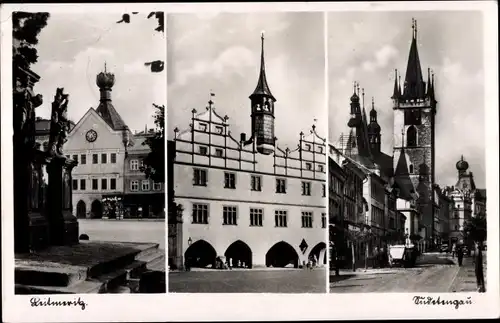 Ak Litoměřice Leitmeritz Region Aussig, Sudetengau, Kirche, Rathaus