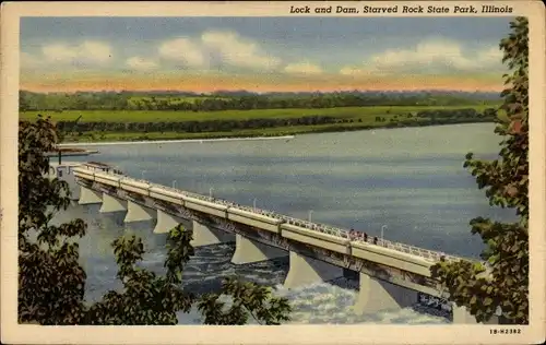 Ak Starved Rock State Park, Schleuse und Staudamm