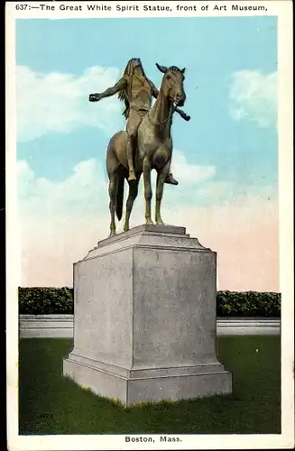 Ak Boston Massachusetts USA, die Statue des Großen Weißen Geistes, Kunstmuseum