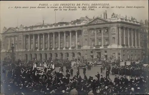 Ak Paris, Les Obseques de Paul Deroulede, Nach dem Passieren vor der Straßburger Statue