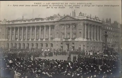 Ak Paris, Les Obseques de Paul Deroulede, Nach dem Passieren vor der Straßburger Statue