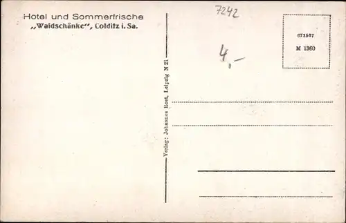 Ak Colditz in Sachsen, Hotel und Sommerfrische "Waldschänke", Innenansicht, Flügel