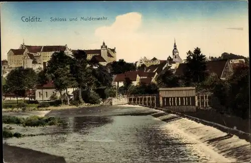 Ak Colditz in Sachsen, Schloss, Muldenwehr