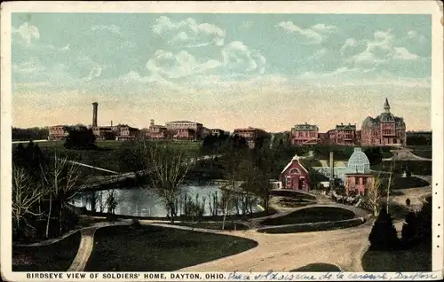Ak Dayton Ohio USA, Birdseye view of Soldiers' Home
