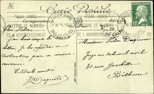 Ak Arras Pas de Calais, Rue de l'Arsenal