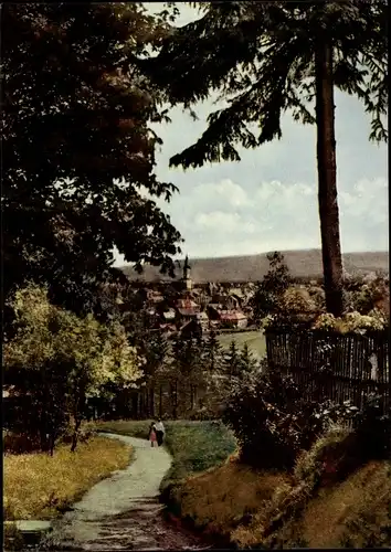 Ak Eibenstock im Erzgebirge Sachsen, Feldweg mit Blick zum Ort