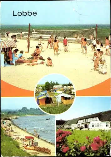Ak Lobbe Middelhagen Mönchgut Rügen, Beach Volleyball, Campingplatz, Strand, Haus