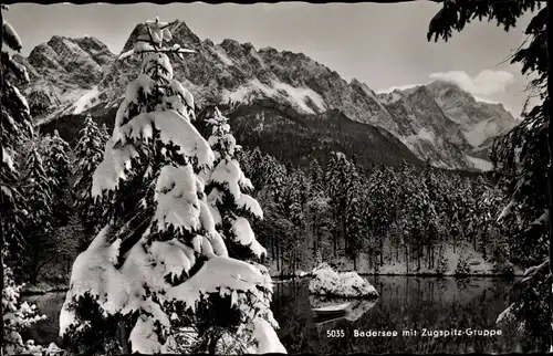 Ak Grainau in Oberbayern, Badersee, Winter, Zugspitz-Gruppe