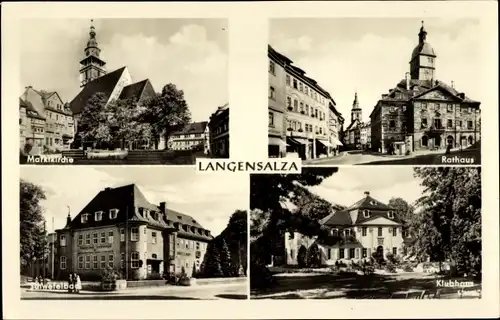 Ak Bad Langensalza in Thüringen, Rathaus, Marktkirche, Schwefelbad, Klubhaus