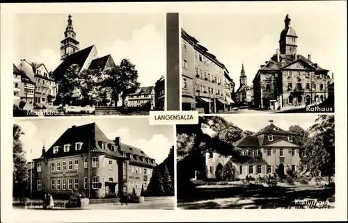 Ak Bad Langensalza in Thüringen, Rathaus, Marktkirche, Schwefelbad, Kulturhaus